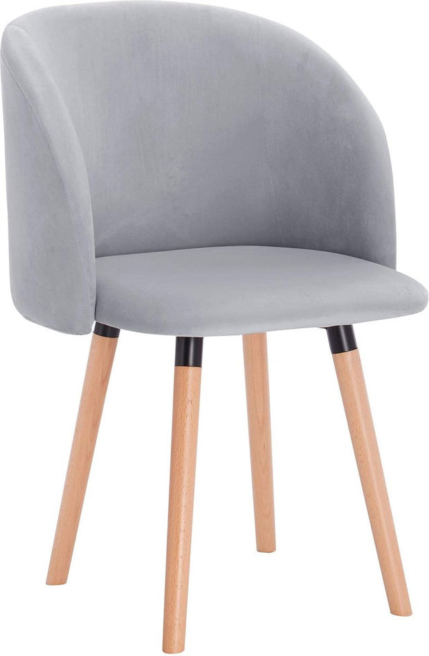 Eetkamerstoel - Keukenstoel - Woonkamerstoel - Gestoffeerde Stoel - Design Stoel met - Armleuningen - Massief Houten Frame - 1x - Grijs