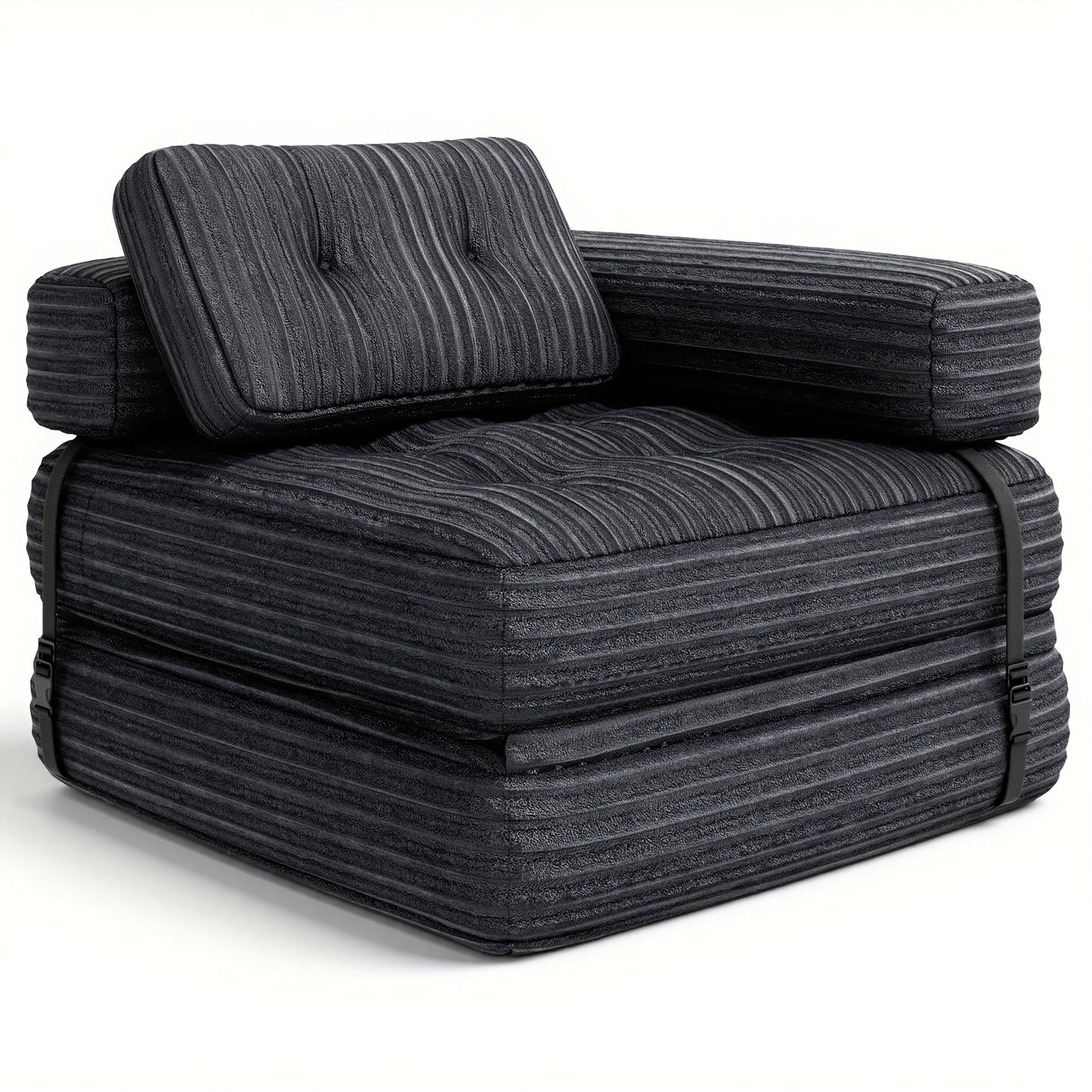 2-in-1 Fauteuilbank – Relaxbank – Reclinerstoel – Loungebank – Zithoekbank – Donkergrijs – Pluche Kussens – Antislip Basis