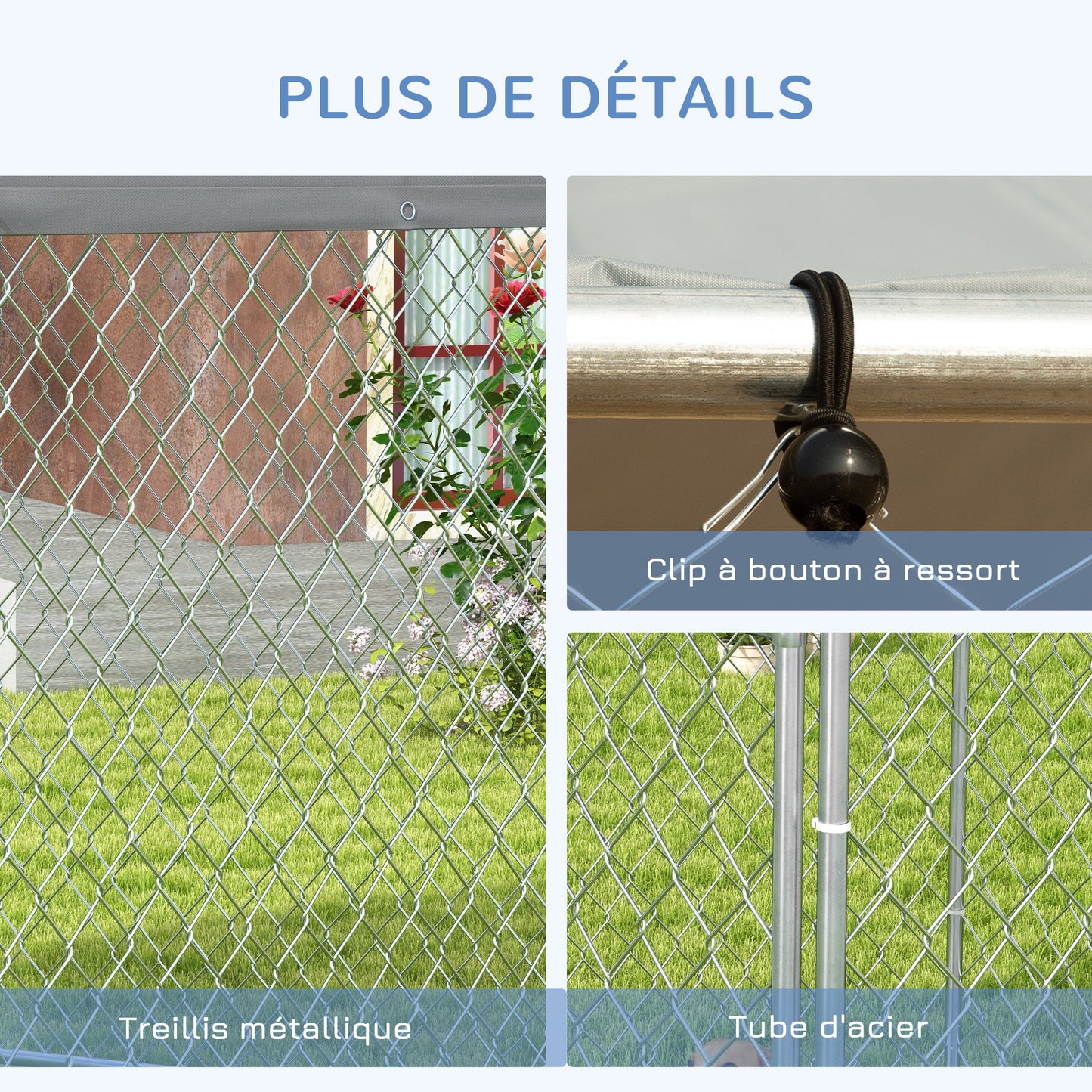 Buitenkennel Hond – Hondenren – Hondenverblijf – Hondenhok – Buitenren – Waterafstotend Oxford-Dak – Gegalvaniseerd Stalen Frame