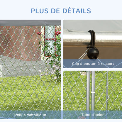 Buitenkennel Hond – Hondenren – Hondenverblijf – Hondenhok – Buitenren – Waterafstotend Oxford-Dak – Gegalvaniseerd Stalen Frame