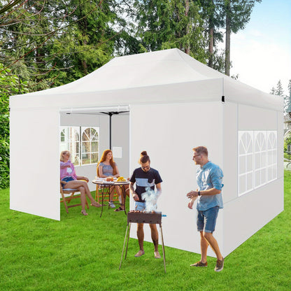 3x4.5m Heavy Duty Instant Pop Up Canopy Tent with 4 Side Walls - 3 Adjustable Heights, 6-Person Capacity, Easy Setup Outdoor Shelter for Parties, Weddings, Events - Mixed Colors, Tents for Outside Party, Event Canopy, Sturdy