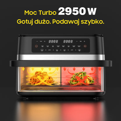 Airfryer – Heteluchtfriteuse – Digitale Friteuse – Gezond Koken – XXL 11L – 2950W Vermogen – Dual-Zone Met Verwijderbare Divider