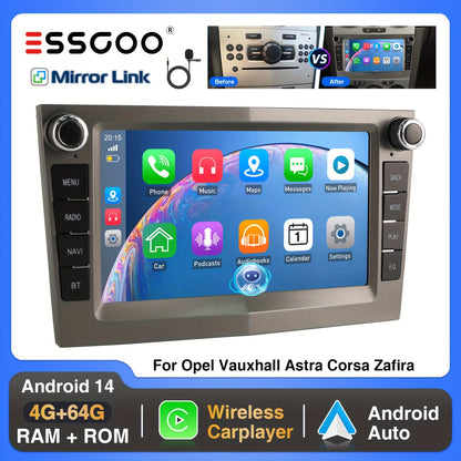 Autoradio – 2DIN Radio – Auto Stereo – Multimedia Speler – Touchscreen – 17,78 cm – Android 14 – Draadloos CarPlay & Android Auto
