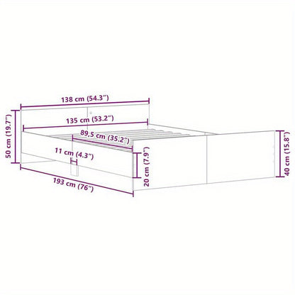 White bed frame with headboard and footboard 135x190cm Practical, removable, suitable for all seasons, Removable Bed Cover, Bedroom Furniture, Minimalist Style, Modern Bed Frame, Wooden Frame, Durable Construction, Versatile