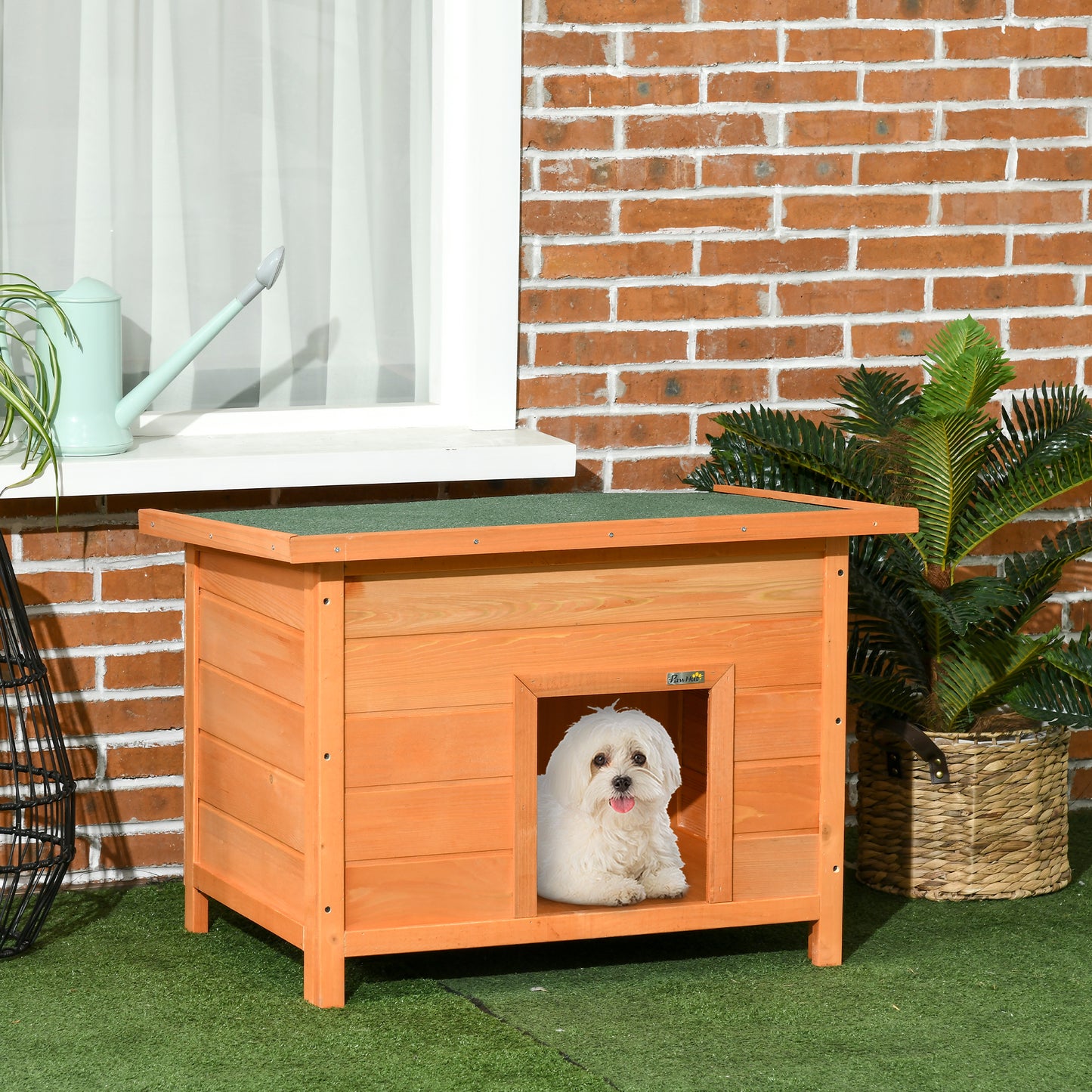 Hondenhok – Hondenhuis – Kennel – Hondenbench – Dierenhok – Houten Met Opening Dak – Weerbestendig Bitumendak – 85x58x58 cm – Grenenhout Pre-Oiled