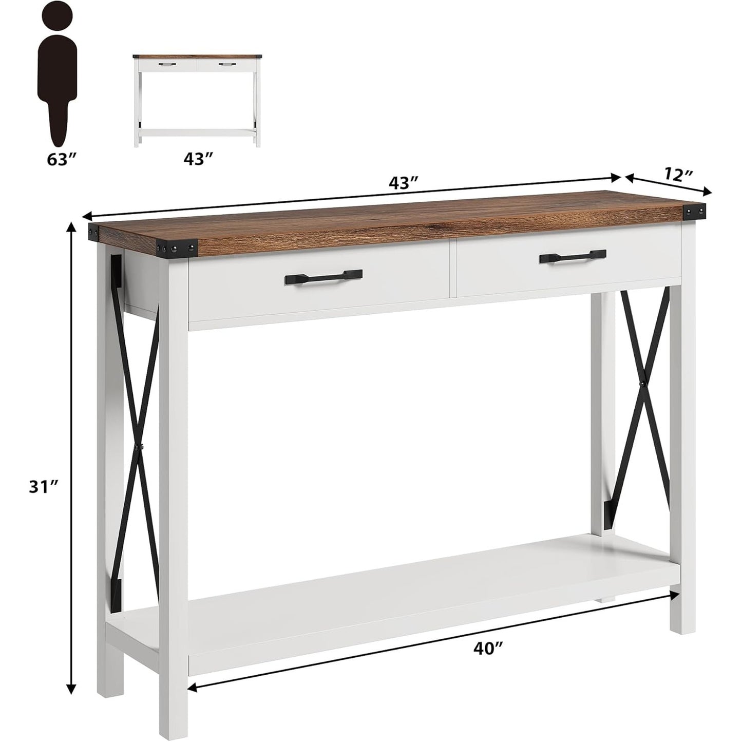 Dressoir – Opbergkast – Ladekast – Kast – Sideboard – Industrieel Smal Kastje – Metaal Met Houten Bovenblad – 31 Inch Space-Saving Design