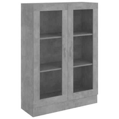 Modern Freestanding Display Cabinet with Doors & Shelves - Concrete Gray Wood Construction, 81.53cmH x 82.55cmW x 114.55cmD Storage Cabinet, 3.2 Cu Ft Capacity, Sturdy Floor Cabinet for Living Room, Home Office, Entryway - Ea