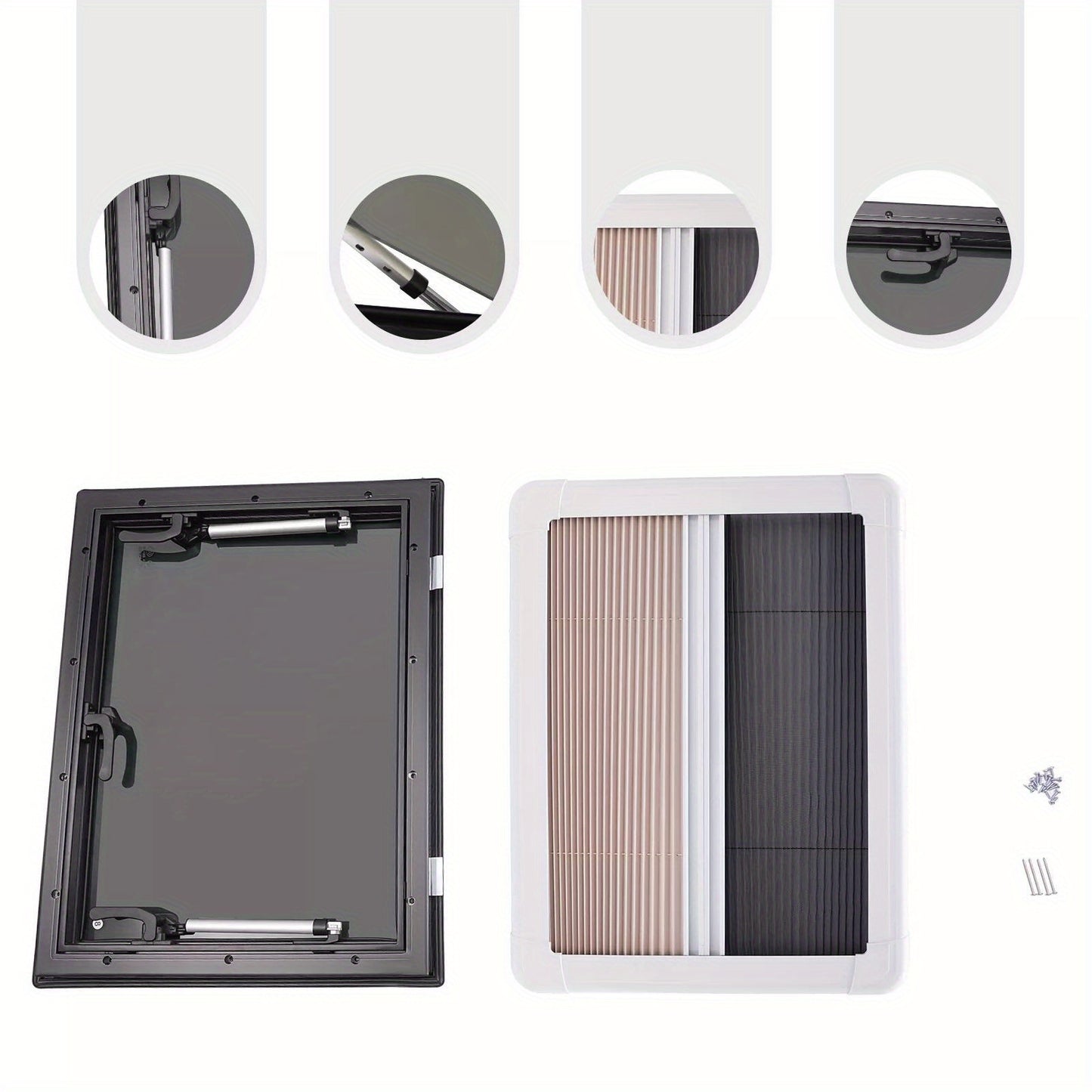 Camperraam – Caravanraam – Busraam – Trailerraam – Ombouwraam – Aluminiumlegering & Gehard Glas – Maximale Opening 65°