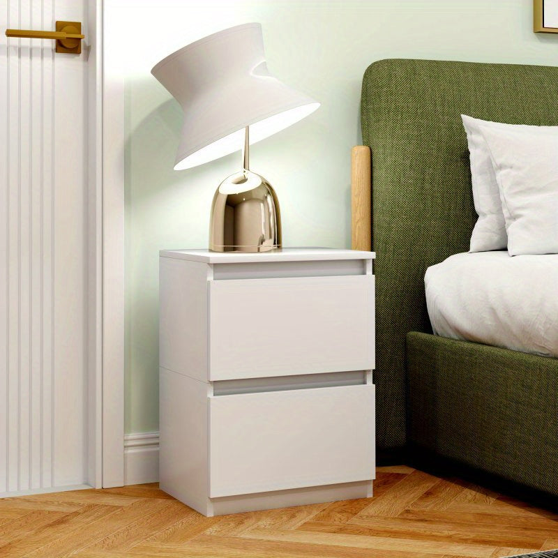 Nachtkastje – Nachtkast – Bijzettafel – Ladekastje – Opbergkastje – 2 Lades – Compact 40x32x56 cm – Melamine Coating Wit