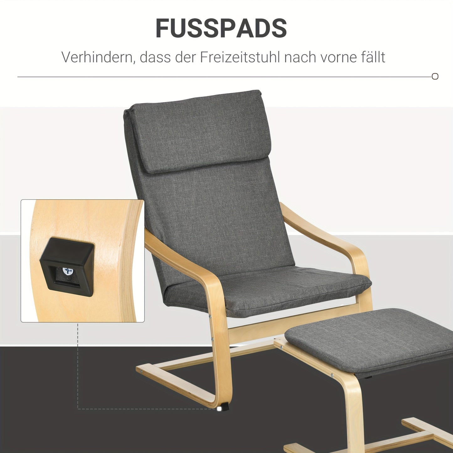 Fauteuil – Relaxstoel – Leunstoel – Lounge Fauteuil – Sessel – Grijs – Met Voetenbank – Fluweel Bekleding – Stevig Metaal Frame