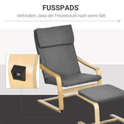 Fauteuil – Relaxstoel – Leunstoel – Lounge Fauteuil – Sessel – Grijs – Met Voetenbank – Fluweel Bekleding – Stevig Metaal Frame