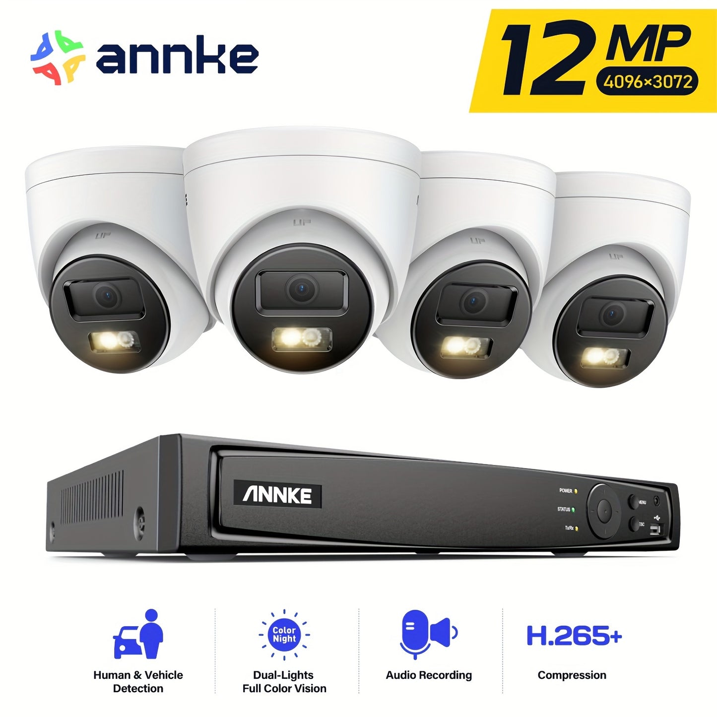 Beveiligingscamera – Camerabewaking – Bewakingscamera – Beveiligingssysteem – IP-camera – 5MP 3K Resolutie – Kleurennachtzicht met AI Detectie – 2TB Opslag