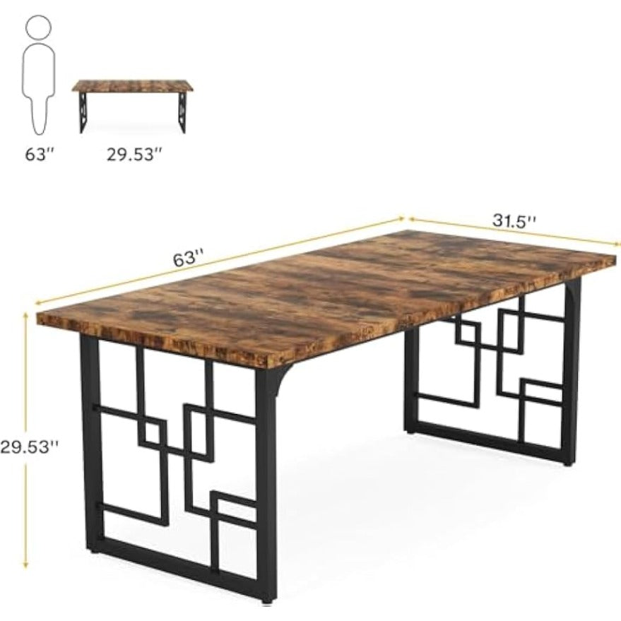 Vintage Bureau – Computerbureau – PC Tafel – Werktafel – Office Desk – Industrieel Design – Stevig Hout Met Zwarte Metalen Poten – 160 x 80 x 75 cm Rustiek Bruin
