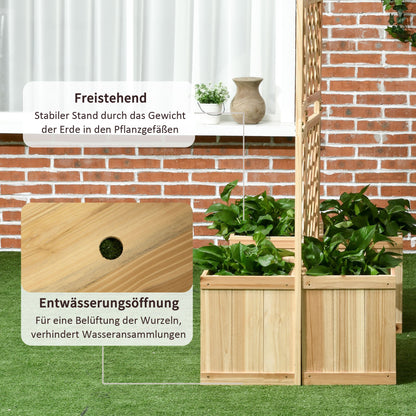 Plantenbak – Bloembak – Tuinbak – Balkonbak – Privacy Scherm – Inclusief Inklapbaar Pergola Scherm – Vurenhout – 133 x 165 cm