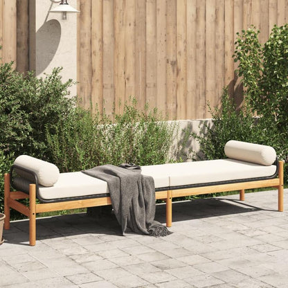 Tuinbank – Buitenbank – Patio Bank – Tuinmeubel – Loungeset – Zwart Acacia Weefsel – Weerbestendig Tungsten Stalen Frame