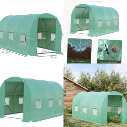 Kas – Kweekkas – Broeikas – Tuinkas – Plantenkas – Lichtgewicht Polyethyleentereftalaat – 395x195x190 cm – 6 Ventilatieraampjes Met Insectengaas