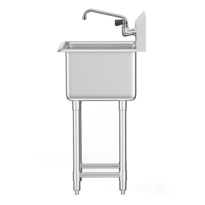 Spoelbak – Wasbak – Gootsteen – Keukenspoelbak – Enkele Bak – Roestvrij Staal RVS – 360° Draaibare Kraan – 45x104 cm Vrijstaand