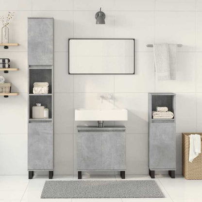 Badkamermeubel – Badmeubelset – Wastafelmeubel – Badkamerkast – Onderbouwkast – Betonlook Grijs – Duurzaam Hout – 3-delige Set