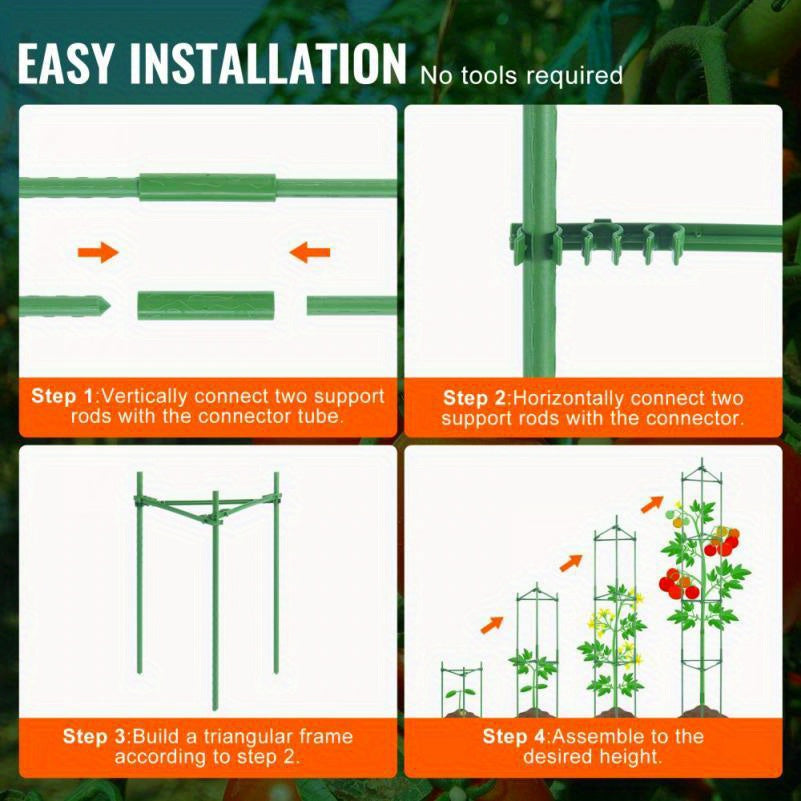 Tomatensteunen – Tomatenrek – Plantsteunen – Groentehulp – Kwekerij Steunen – 4 Stuks – Metaal – 160 cm Hoog – Extra Stevig – Duurzaam