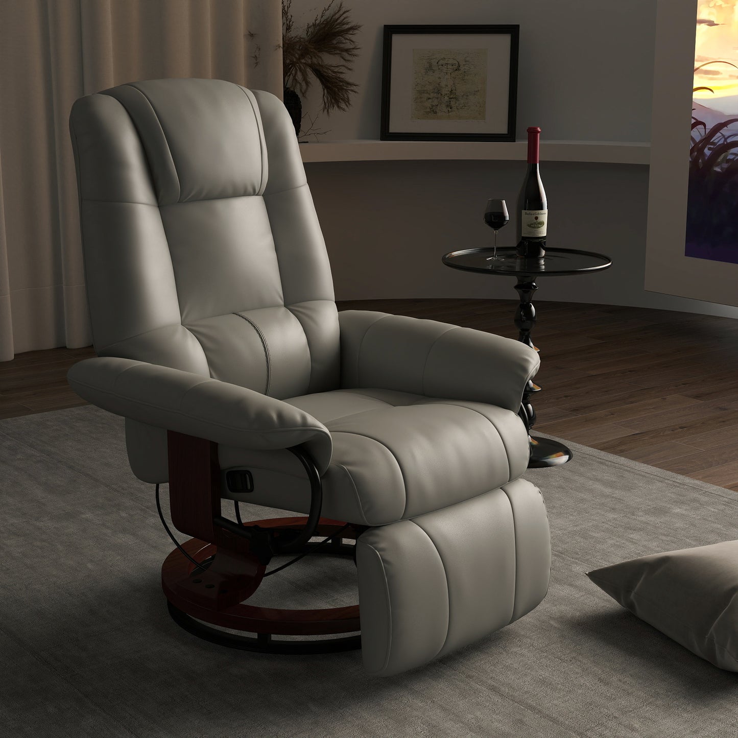 Relaxstoel – Fauteuil – Lounge Stoel – Draaifauteuil – TV Stoel – 360° Draaibaar – Verstelbare Rugleuning 145° – Kunstleer Grijs 78x87x100 cm