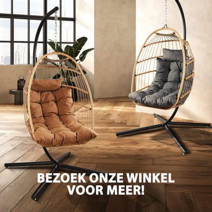 Hangende Ei-stoel – Hangstoel – Schommelstoel – Tuinstoel – Relaxstoel – Met Standaard – Draagvermogen 250 kg – Poedergecoat Stalen Frame