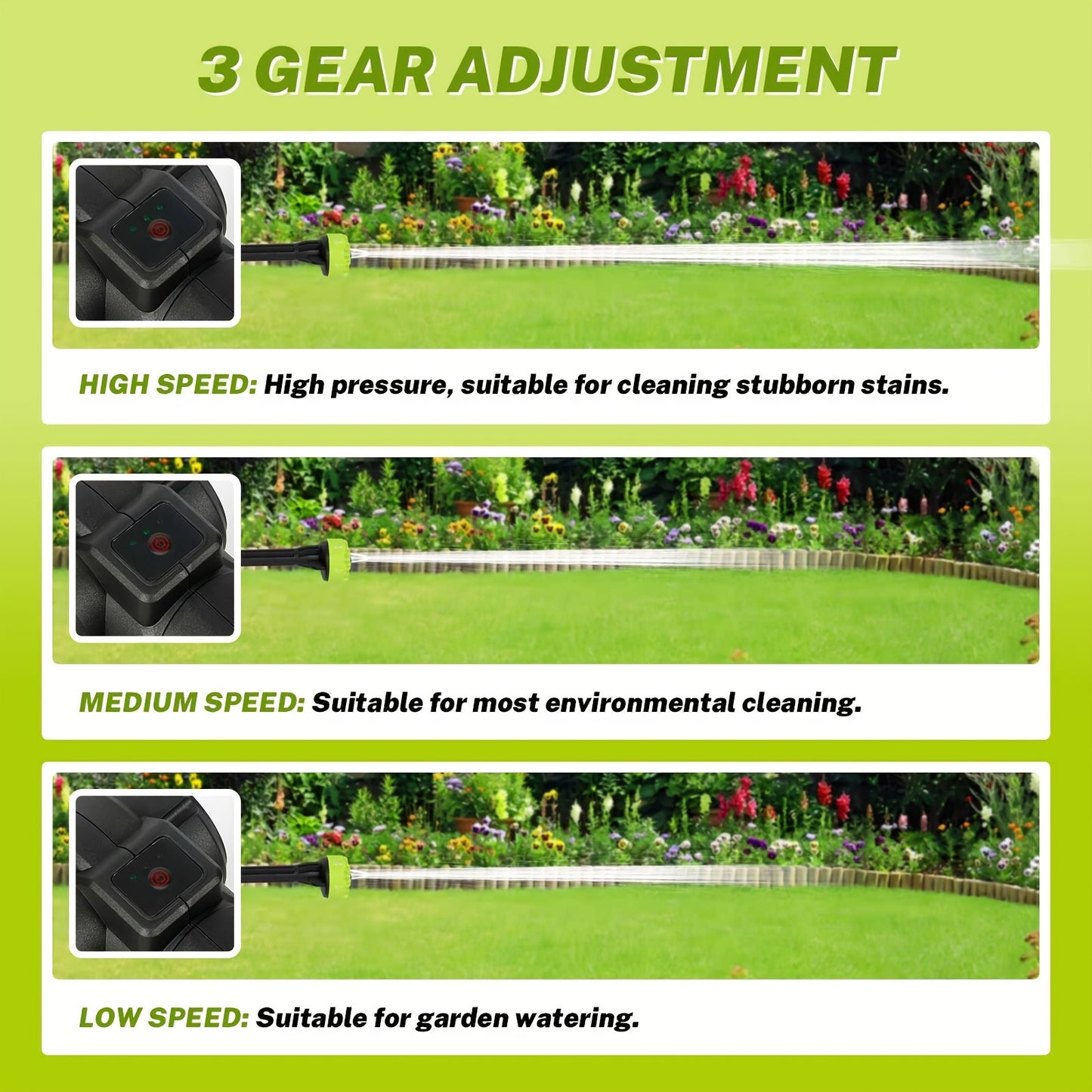 1200W Brushless High-pressure Car Washer Spray Handle Water Gun Cleaning 6in 1 Multi-function Nozzle Foam Wireless Car Wash, with 2 Batteries, Suitable for Cars And Gardens Powerful Cleaning Tools Adjustable Settings, Large F