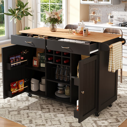 Keukeneiland – Keukentrolley – Keukenkast – Opbergmeubel – Buffetkast – MDF Werkblad – 102x45x92 cm – Wieltjes en Modern Design