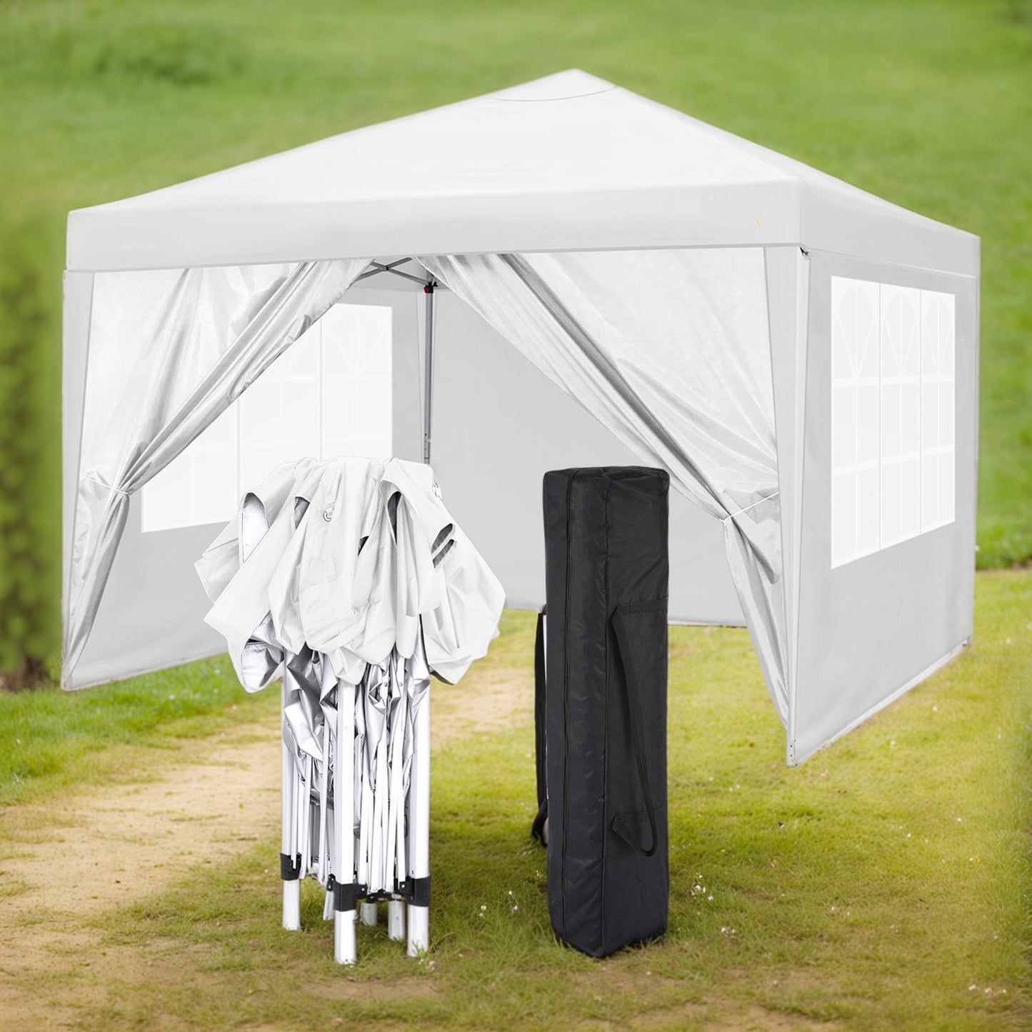 Pop-up Tent – Partytent – Vouwtent – Marktstand – Evenemententent – 3,05x3,05 Meter – Stevig Carbonstaal Frame – Waterafstotende Oxford Stof