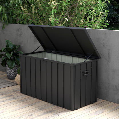 Tuinkist – Opbergbox – Kussenbox – Tuinopbergbox – Tuinbox – 450 Liter Inhoud – Stalen Behuizing Met Gasveer Deksel