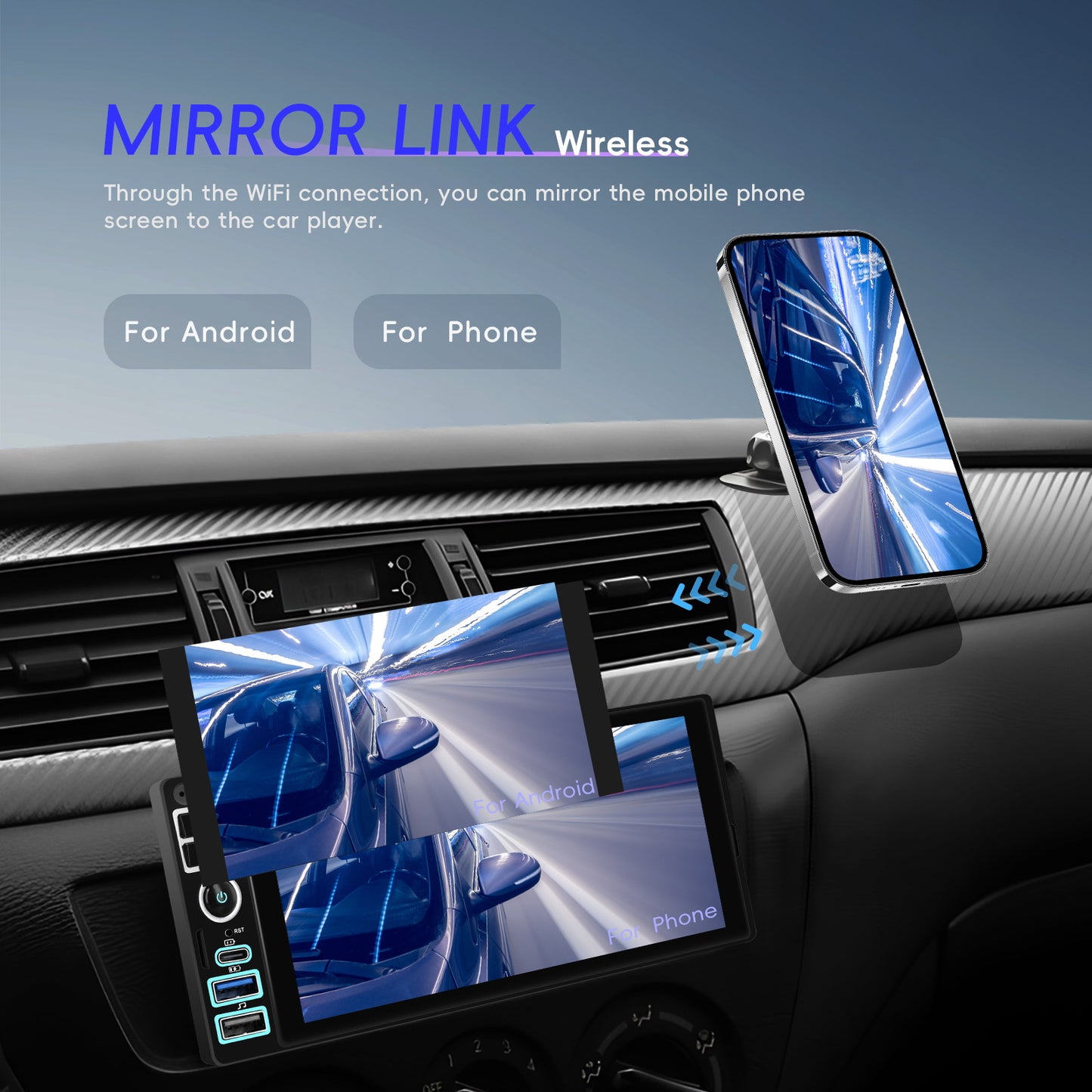 Autoradio – Auto Radio – Autoradio Met Bluetooth – Auto Stereo – 1 DIN Autoradio – 6,9 Inch Scherm – Draadloze CarPlay & Android Auto Met Achteruitrijcamera En Microfoon