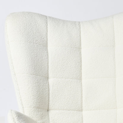 Scandinavische Fauteuil – Leunstoel – Armstoel – Stoel – Zithoekstoel – Witte Stoffering – Gevuld Met Zachte Schuimrug – 66x71x109 cm