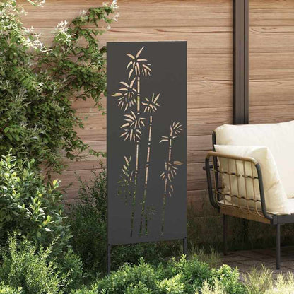 Tuinscherm – Privacyscherm – Schuttingpaneel – Balkonafscheiding – Terrasscherm – Zwart Met Bloemmotief – 50x140 cm – Koudgewalst Staal