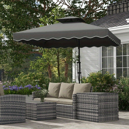 Parasol – Tuinparasol – Balkonscherm – Zonnescherm – Parasoldoek – Dubbele Kap – UV-Bescherming – 244x244 cm – Metaal Frame – Windvast – Donkergrijs