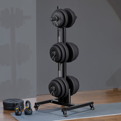 Verticaal Gewichtenschijf Rek – Gewichtshouder – Barbell Rek – Gewichtenschijven Opberger – Fitness Rek – Met Wielen – Robuuste Stalen Constructie – Draagt Tot 450 kg Veilig