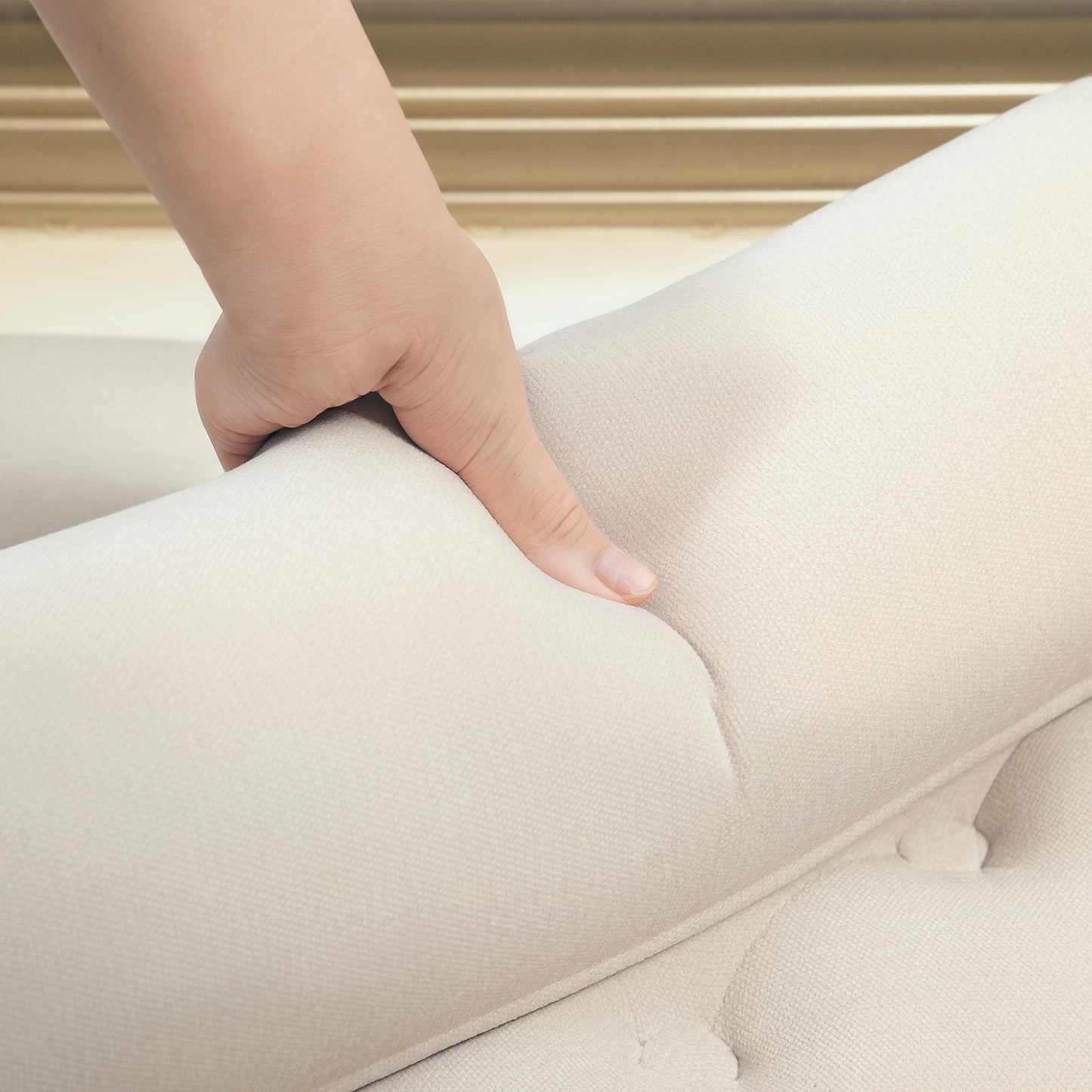 Schoenenbank – Opbergbank – Zitbank – Schoenenkast – Bankje – Gestoffeerd Chenille – Met Zitkussen en Bergruimte – 115x44x58 cm – Houten Frame – Beige