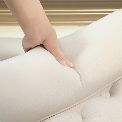 Schoenenbank – Opbergbank – Zitbank – Schoenenkast – Bankje – Gestoffeerd Chenille – Met Zitkussen en Bergruimte – 115x44x58 cm – Houten Frame – Beige