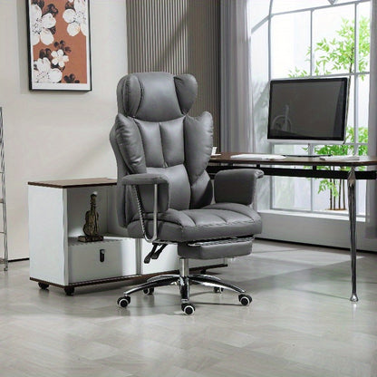 Bureaustoel – Office Chair – Kantoorstoel – Draaistoel – Werkstoel – Ergonomisch Design – Verstelbare Rugleuning & Voetsteun – Donkergrijs