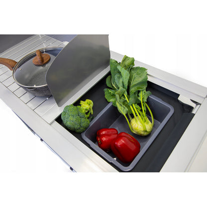 Kampeertafel – Buitenkeukentafel – Opvouwbare Keukentafel – Campingtafel – Outdoor Keukenkast – Inklapbaar & Draagbaar – Hittebestendig Stalen Tafelblad