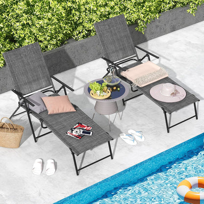 Ligstoelen – Verstelbare Ligstoelen – Inklapbare Stoelen – Strandstoelen – Tuinstoelen – 6-Verstelbare Rugleuning – Stevig Metalen Frame
