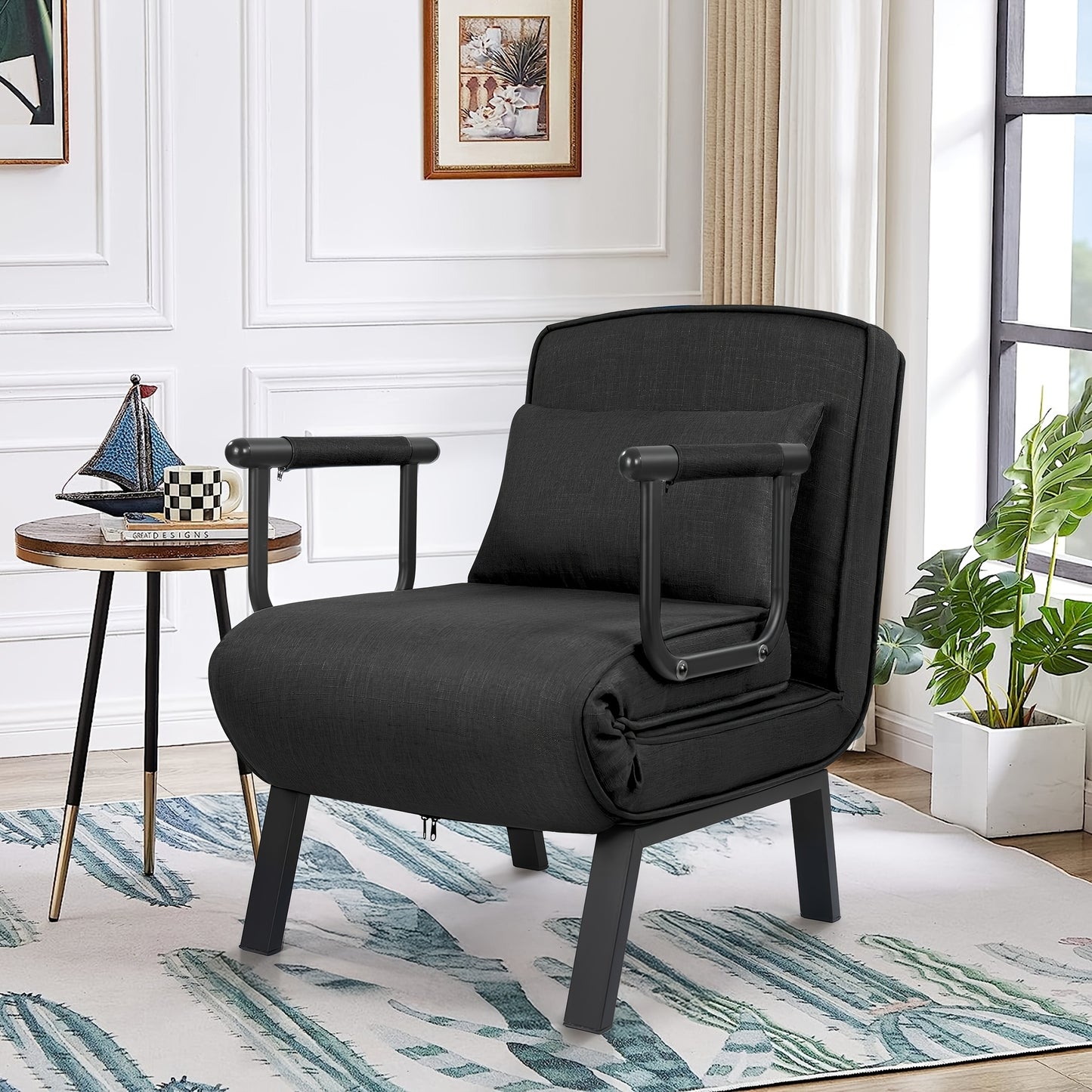 Fauteuilbed – Relaxstoel – Slaapstoel – Slaapbank – Opvouwbare Fauteuil – Metalen Frame Tot 150kg – Memory Foam Kussen