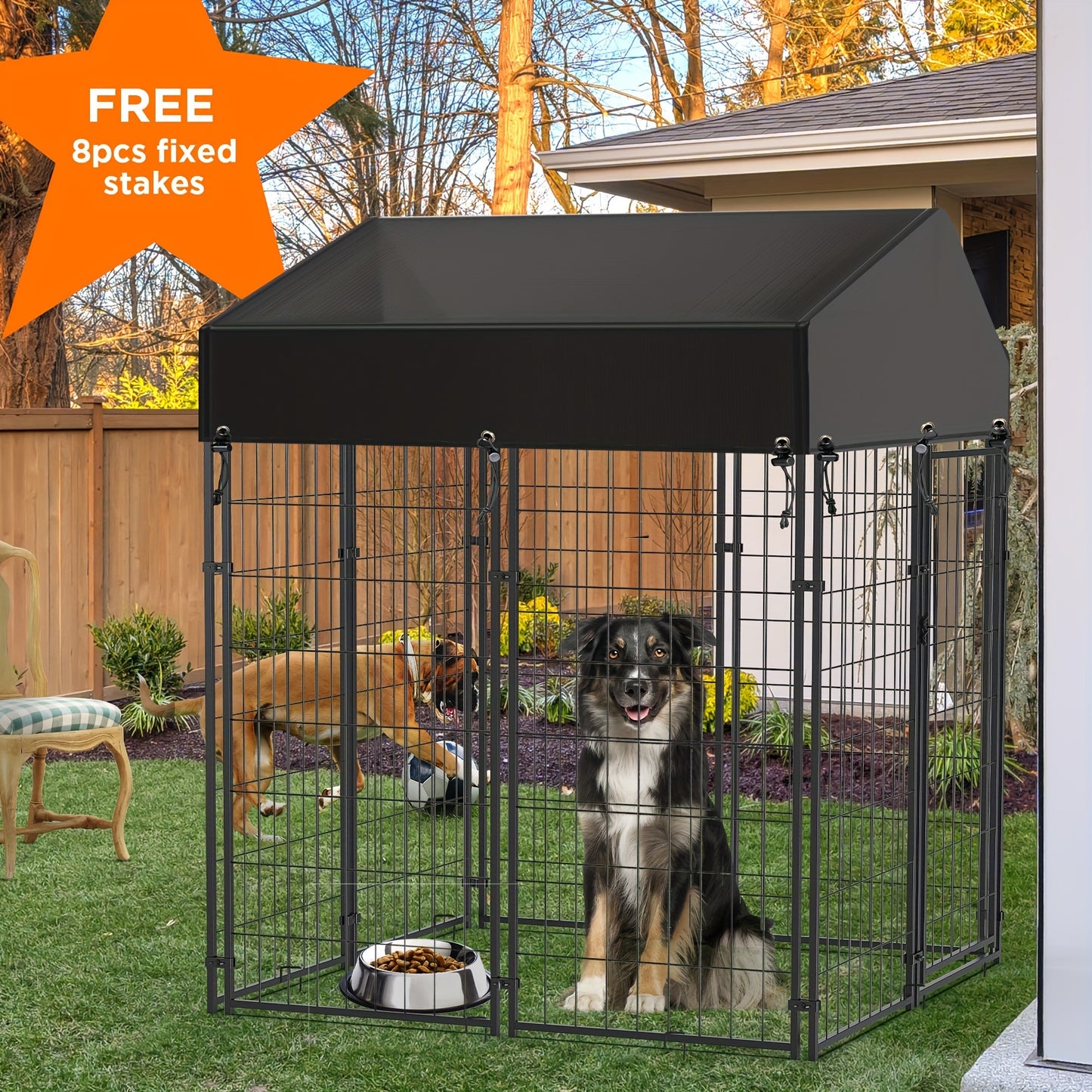 162cm High Heavy Duty Metal Welded Wire Dog Cage House Outdoor Kennel Playpen Cage with Waterproof Sunshade for Chickens, Ducks, Rabbits, Dogs and Other Small Pets