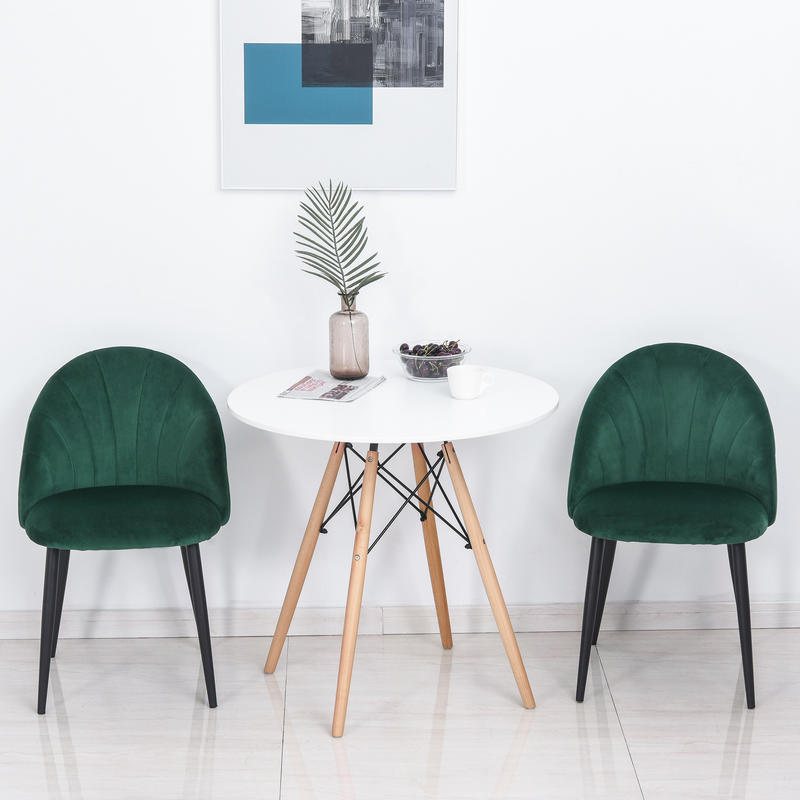 Eetkamerstoel – Stoel – Kuipstoel – Keukenstoel – Zitmeubel – Set van 2 – Comfortabele Ergonomische Rugleuning – Groen Beklede Stoel 52x54x79 cm