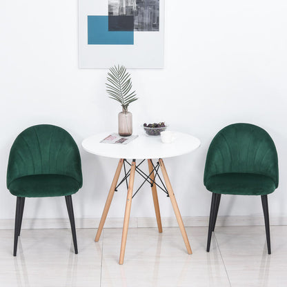 Eetkamerstoel – Stoel – Kuipstoel – Keukenstoel – Zitmeubel – Set van 2 – Comfortabele Ergonomische Rugleuning – Groen Beklede Stoel 52x54x79 cm