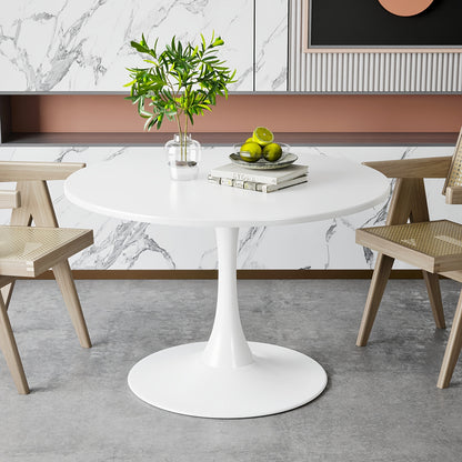Ronde Eettafel – Ronde Tafel – Eettafel Rond – Ronde Eetkamertafel – Compacte Tafel – Milky Wit MDF – Stevig Metalen Onderstel – Ruimtebesparend Design – Diameter 80 cm