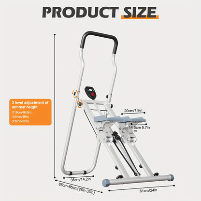 Height Adjustable Folding Stair Stepper – Opvouwbare Stair Climber – Thuis Fitnessmachine – Compacte Looptrainer – Verticale Klimtrainer – 3 Hoogteinstellingen Handvatten – Ruimtebesparend Design Wit