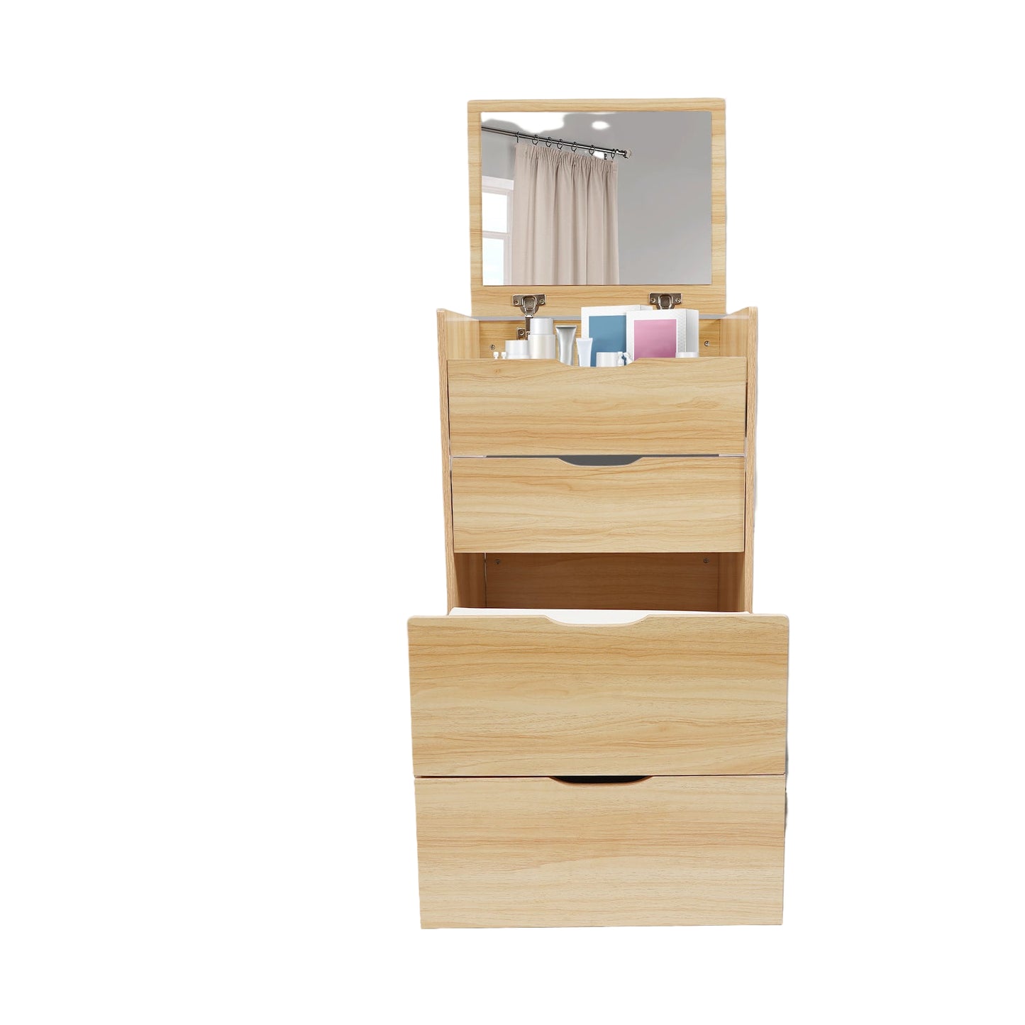 Make-up tafel – kaptafel – schminktisch – dressing table – log variant – stevig hardhouten materiaal – compacte ruimtebesparende design