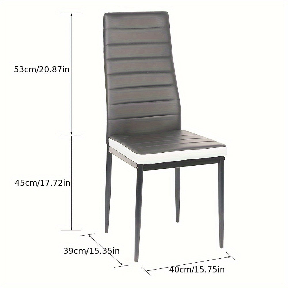 6pcs Commercial-Grade Faux Leather Chairs | Heavy-Duty Metallic Legs & High-Back Ergonomic Design, Scratch-Resistant, Easy to Clean - Ideal for Restaurants, Offices, and Homes, Dining Room Chairs