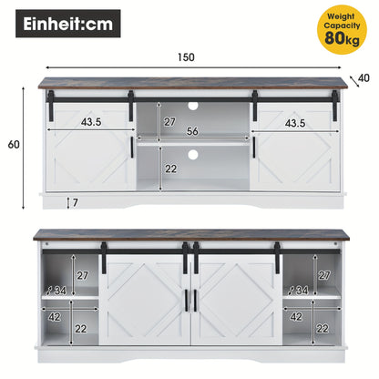 TV Meubel – TV Kast – TV Meubelkast – Entertainmentmeubel – Mediameubel – Grote Schuifdeuren – Stevige Metalen Constructie – 150x41x61 cm – Ruime Opbergruimte – Modern Design