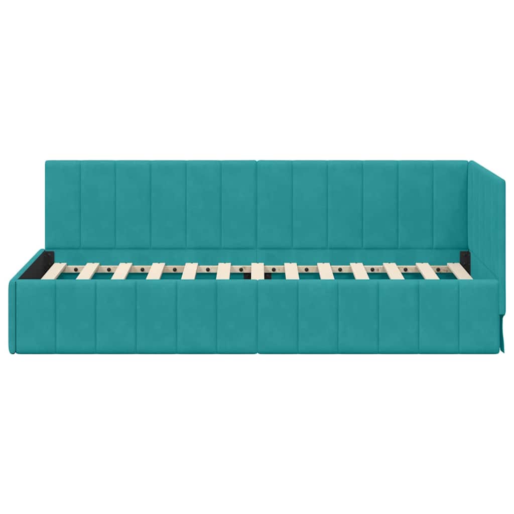 Bedframe – Bedbodem – Ledikant – Slaapbank – Eenpersoonsbed – 80x200 cm – Geperst Hout – Velvet Hoofdeinde