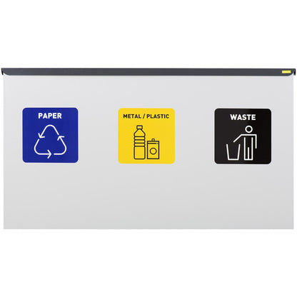 3-vaks afvalbak – afvalstation – afvalscheider – afvalcontainer – afvalemmer – 180 liter capaciteit – stevig gelakt staal